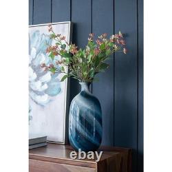 16 Blue And White Striped Swirl Art Glass Table Vase