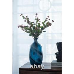 16 Blue And White Striped Swirl Art Glass Table Vase