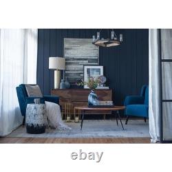 16 Blue And White Striped Swirl Art Glass Table Vase