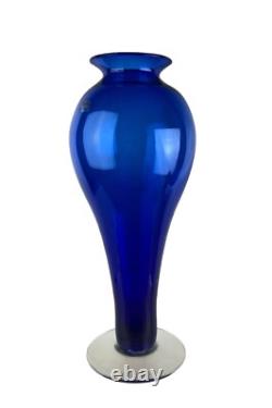 16 Tall Cobalt Blue Blenko Art Glass Vase