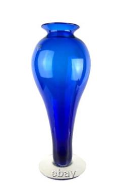 16 Tall Cobalt Blue Blenko Art Glass Vase