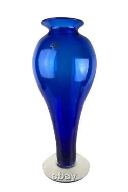 16 Tall Cobalt Blue Blenko Art Glass Vase