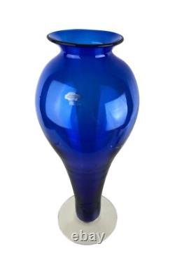16 Tall Cobalt Blue Blenko Art Glass Vase