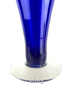 16 Tall Cobalt Blue Blenko Art Glass Vase