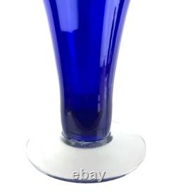 16 Tall Cobalt Blue Blenko Art Glass Vase