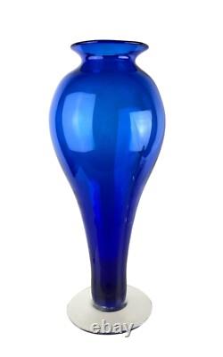 16 Tall Cobalt Blue Blenko Art Glass Vase