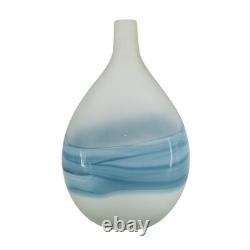16 White And Blue Swirl Art Glass Table Vase