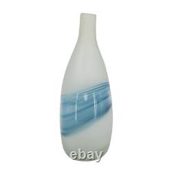 16 White And Blue Swirl Art Glass Table Vase