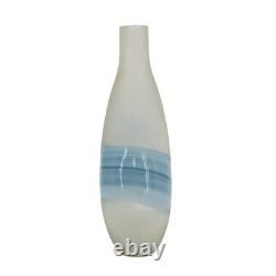 16 White And Blue Swirl Art Glass Table Vase