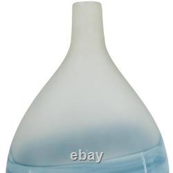 16 White And Blue Swirl Art Glass Table Vase