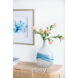 16 White And Blue Swirl Art Glass Table Vase