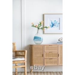 16 White And Blue Swirl Art Glass Table Vase