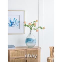 16 White And Blue Swirl Art Glass Table Vase