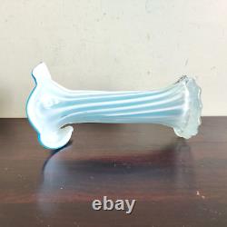 1920 Vintage Handmade Blue Glass Pontil Mark Flower Vase Unique Shape GV6