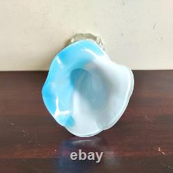 1920 Vintage Handmade Blue Glass Pontil Mark Flower Vase Unique Shape GV6