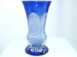 1920's Durand Blue Opalescent Pulled Feather Parfait