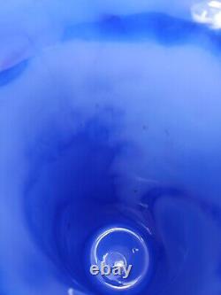 1930's HTF Fenton Periwinkle Blue Slag Art Glass Peacock 7 1/2 Flared Vase #791