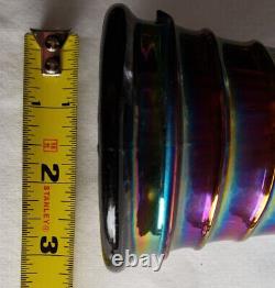 1930s Art Nouveau Imperial Glass Ripple Carnival Glass Vase Electric Amethyst