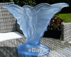 1935 Walther & Sohne Blue Schmetterling Glass Vase Art Deco Lady Butterfly Vase