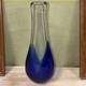 1960s Blue 1/2 Thick Glass Art Vase 13.5 Tall