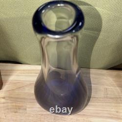 1960s Blue 1/2 Thick Glass Art Vase 13.5 Tall