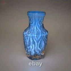 1960s German Sommerso Art Glass Vase In Rare Sky Blue / Turquoise 7 Tall