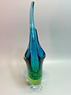1960s Vintage Murano Pustetto & Zanetti Sommerso Vaseline Glass Sculpture Vase