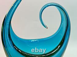 1960s Vintage Murano Pustetto & Zanetti Sommerso Vaseline Glass Sculpture Vase