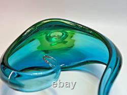 1960s Vintage Murano Pustetto & Zanetti Sommerso Vaseline Glass Sculpture Vase