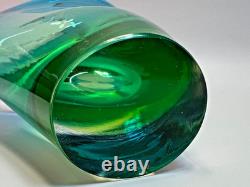 1960s Vintage Murano Pustetto & Zanetti Sommerso Vaseline Glass Sculpture Vase