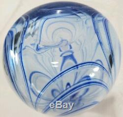 1968 Signed Dominick Labino Blue And White Swirl Vintage Glass Vase