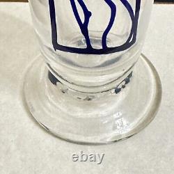 1979 Clear Art Glass 7 Tall Vase with Blue Face Signed By Pat Benoit