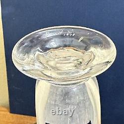 1979 Clear Art Glass 7 Tall Vase with Blue Face Signed By Pat Benoit