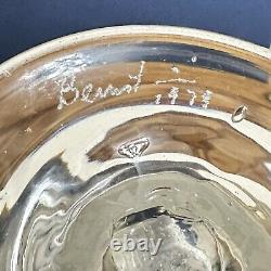 1979 Clear Art Glass 7 Tall Vase with Blue Face Signed By Pat Benoit