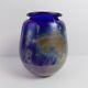 1981 Robert Eickholt Studios Art Glass 6.25 Vase Iridescent Cobalt Blue