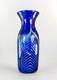 1981 Steven Correia Iridescent Pulled Feather Blue Art Glass Vase 10.5 Signed