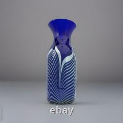1981 Steven Correia Iridescent Pulled Feather Blue Art Glass Vase 10.5 Signed 1981 Steven Correia Iridescent Pulled Feather Blue Art Glass Vase 10.5 Signed