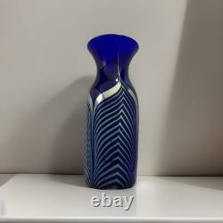 1981 Steven Correia Iridescent Pulled Feather Blue Art Glass Vase 10.5 Signed 1981 Steven Correia Iridescent Pulled Feather Blue Art Glass Vase 10.5 Signed