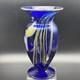 1986 Signed Pulled Feather Cobalt Blue Art Glass Vase 6¾ Studio Hand-Blown