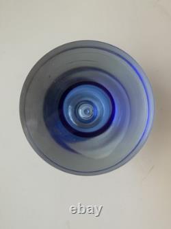 1992 Signed Wasserbauer Beranek Czech Point Art Glass Vase Cobalt Blue Sommerso