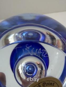 1992 Signed Wasserbauer Beranek Czech Point Art Glass Vase Cobalt Blue Sommerso