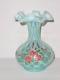 1996 Fenton Aqua Blue Opalescent Diamond Optic George Fenton Vase #1636