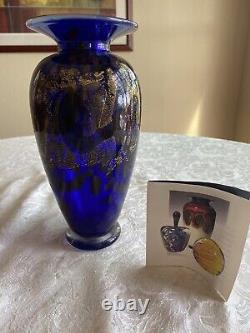 1999 Nourot One-of-a-kind Tall Glass Blown Satin Cobalt Blue Vase