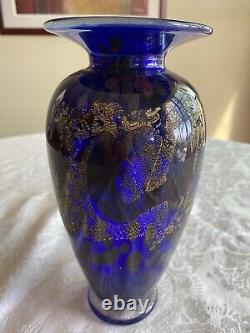 1999 Nourot One-of-a-kind Tall Glass Blown Satin Cobalt Blue Vase