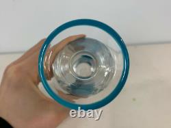 1999 Tony Cray Signed Art Glass Vase with Blue & Red Spot Decoration