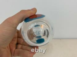 1999 Tony Cray Signed Art Glass Vase with Blue & Red Spot Decoration