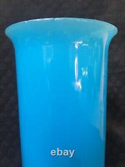 19th Century Antique French Blue Opaline Glass Flared Vase