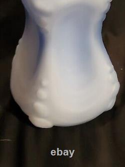 2 Antique Consolidated Catalonian Art Glass Vases Spanish Knobs Iridescent Blue