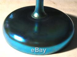 # 2 Antique Steuben Blue Aurene Chalice Compote Bowl Art Glass Dish Vase # 2642