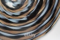 2 Balboa Venetian Murano Art Glass Wall Platter Black Blue Gold Swirls Italy B9